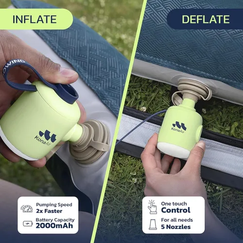 Miniatura 3 de Woowind Electric Air Pump, Cordless Air Mattress Pump for Pool Floats, Swimming Rings, Air Bed, Air Sofa, Rechargeable Battery Powered Verde