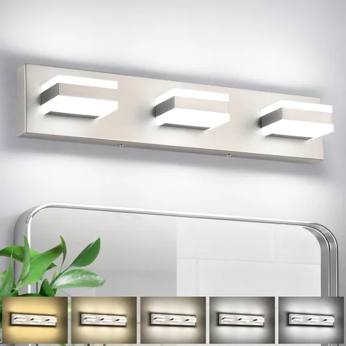 Miniatura 31 de SOLFART Luces de tocador de baño negras regulables LED modernas sobre el espejo, iluminación de baño negra para la pared del baño S8568 (5 luces)