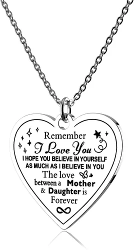 Jewelady Collar con dije de corazón para hija de mamá papá, dije inspirador de Navidad, cumpleaños, graduación, San Valentín, regalos para mujeres,