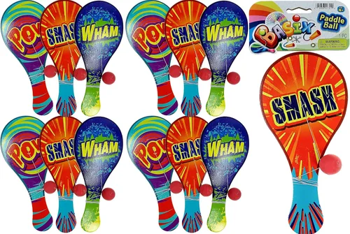 Miniatura 10 de JA-RU Pelota de remo de madera con cuerda (paquete de 3) juguetes retro vintage para niños, niños y niñas Juegos de juego para interiores