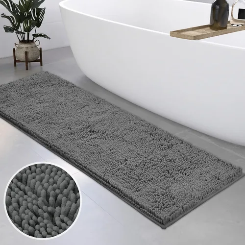 Miniatura 12 de HOMEIDEAS Alfombra de baño azul marino de 20 x 60 pulgadas, ultra suave y absorbente, antideslizante, alfombra de baño larga, felpa de felpilla