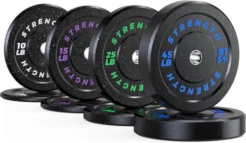 Miniatura 14 de GIKPAL Juego de Discos Olímpicos de Parachoques, Discos de Peso de Goma de 2 Pulgadas para Gimnasio en Casa, Placas de Barra para Levantamiento de 2