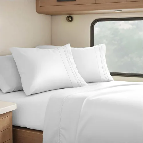 Miniatura 108 de Clara Clark - Juego de sábanas King con Flex Top, 6 piezas - Sábanas de lujo para cama King con cabeza dividida, juego de cama súper suave, King