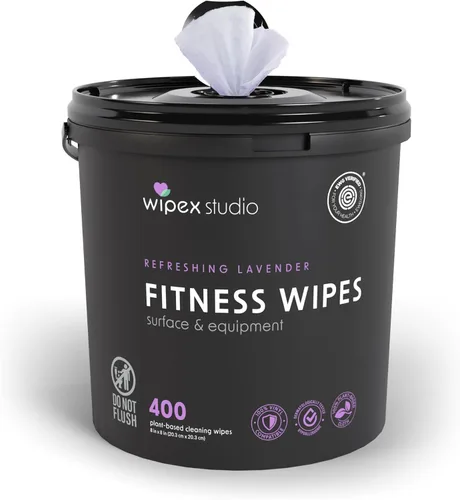 Miniatura 12 de Wipex Toallitas de gimnasio para paquete de equipos, verificado por EWG, obtén 800 toallitas con (1) cubo de lavanda y (1) rollo de recarga a base