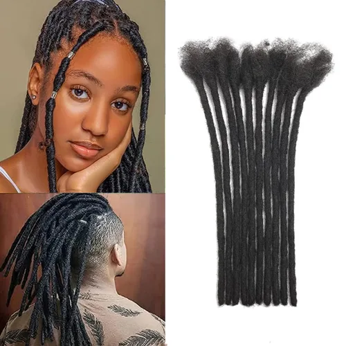Miniatura 29 de Extensiones de Rastas de Cabello Humano 0.4cm de Grosor 4 Pulgadas 20 Hebras 100% Cabello Humano Real para Hombres/Mujeres/Niños Completamente