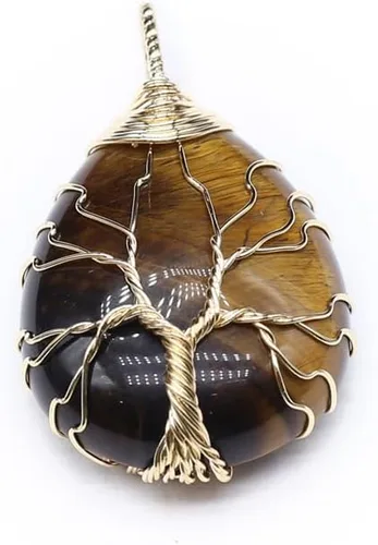 Miniatura 4 de 4 colgantes de piedra natural con forma de gota de agua al azar, cristal curativo, ágata de árbol de la vida, dijes para hacer joyas, collares