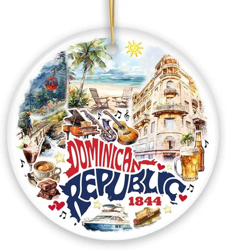 Miniatura 21 de Colorido adorno navideño de cultura y monumentos de Colombia, regalo del patrimonio latinoamericano y recuerdo de Bogotá (círculo - versión 1)