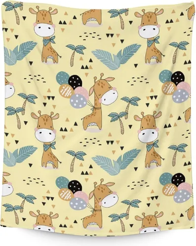 Miniatura 10 de Manta de jirafa para regalar – Manta estética de jirafa de 40 x 50 pulgadas, mantas de felpa suave y mullida naranja para sofá Jirafa2-1