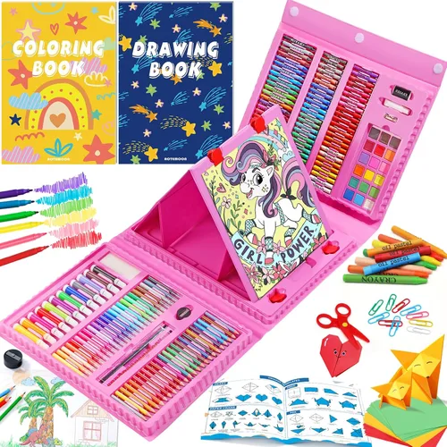 Miniatura 8 de Todo en un Suministros de Arte, Kit de Arte Incluye Caballete, Papel para Origami, Lápices de Colores, Crayones, Libro de Dibujo, Libro