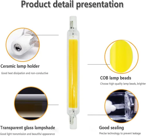 Miniatura 3 de Bombilla LED R7S de 20 W (paquete de 2) 100 W, equivalente a halógeno, 6000 K, luz blanca diurna tipo J T3, luz de inundación de doble extremo