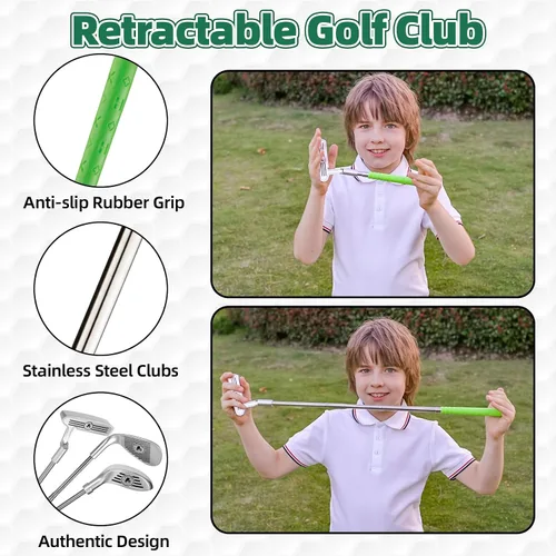 Miniatura 2 de Liberry Conjunto de golf para niños de 3, 4, 5, 6 años, para niños y niñas, juego de palos de golf retráctiles para niños pequeños con alfombrilla