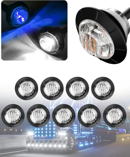 Miniatura 12 de BJZ juego de 10 luces LED redondas de 3/4 de pulgada para remolque, luz de gálibo lateral de doble color ámbar a verde, luz de cola