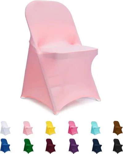 Miniatura 11 de Fundas para sillas plegables de elastano, 6 unidades, color negro, fundas ajustables universales para sillas para bodas, fiestas, banquetes