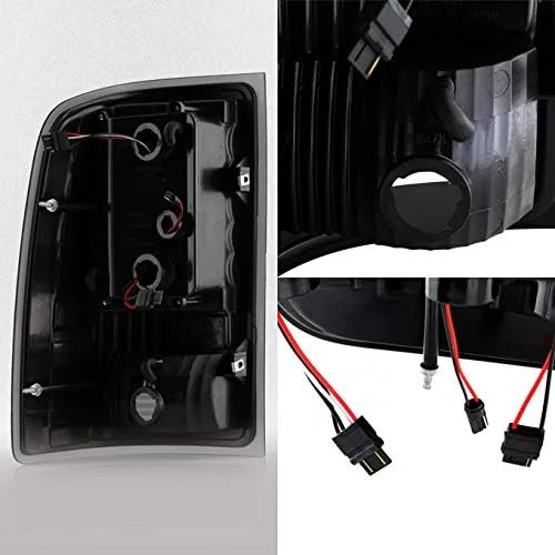 Miniatura 2 de AKKON - Para 07-14 GMC Sierra 1500 2500 3500HD, camioneta, carcasa negra, lente ahumada, luz de freno LED de forma C Negro humo