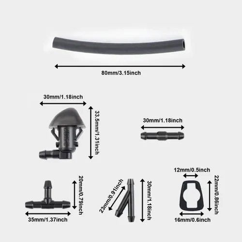 Miniatura 7 de Kit de boquillas para limpiaparabrisas compatible con Honda Pilot 2009 2010 2011 2014 2015, con conector de chorro de lavado y manguera de líquido