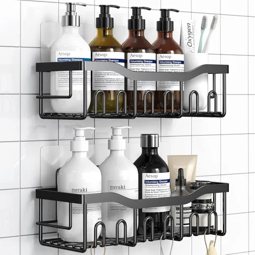 Organizador de Ducha Paquete de 2, Organizador de Ducha Adhesivo para Almacenamiento de Baño y Decoración del Hogar y Organizadores de Cocina y