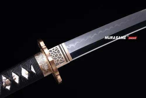 Miniatura 4 de MURASAME Wakizashi Sword T10 - Arcilla de acero templada real Hamon Full Tang muy afilada