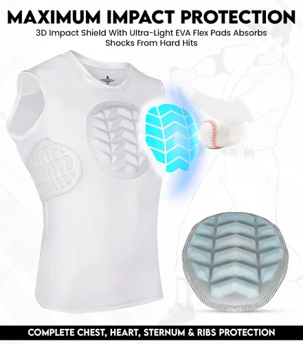 Miniatura 2 de Exxact Sports Protector de pecho de béisbol juvenil, protector de pecho acolchado para el esternón, protector de pecho de sóftbol y costillas