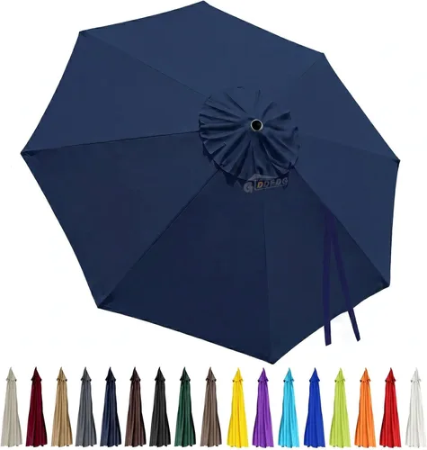 Miniatura 22 de Toldo de repuesto para sombrilla de patio de 10 pies, 8 varillas, impermeable y resistente a la decoloración, tela de poliéster gruesa para patio