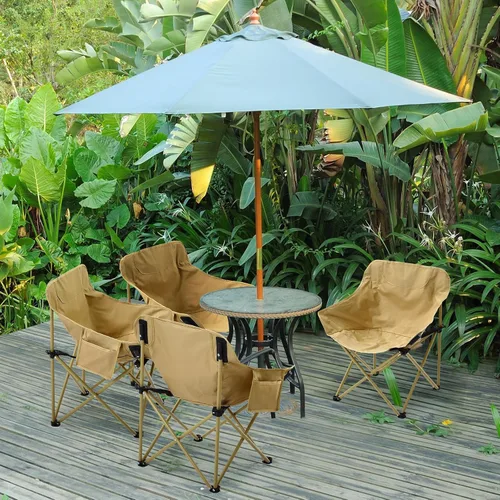 Miniatura 2 de FairySandy Paquete de 6 sillas portátiles para campamento, sillas de campamento plegables ligeras al aire libre, sillas de campamento compactas
