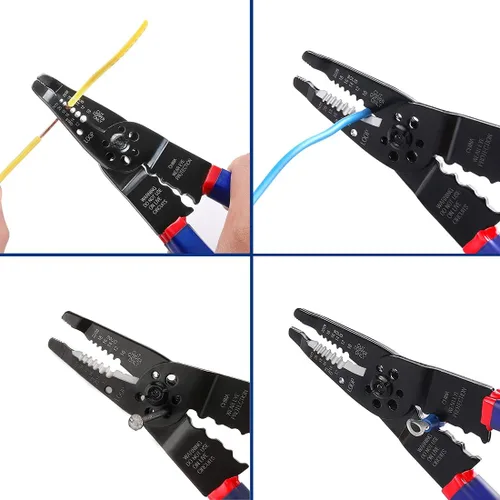 Miniatura 7 de WORKPRO Juego de pelacables, pelacables multiherramienta de 8 pulgadas y juego de pelacables autoajustable de 8 pulgadas para pelar, cortar