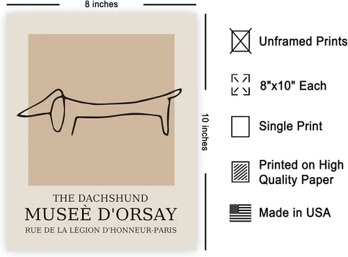 Miniatura 2 de Poster Master Póster Vintage – Impresión Retro de Dachshund – Arte de Perro – Dibujo Lineal – Arte de Boceto – Regalo para Niños, Niñas y Amantes