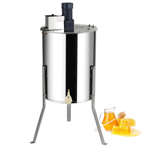 Happybuy Extractor eléctrico de miel, 4/8 marcos giratorios de acero inoxidable para apicultura, soporte ajustable en altura, centrífuga de tambor