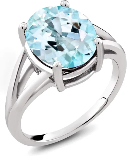 Miniatura 31 de Gem Stone King Anillo solitario con piedra preciosa de 3.00-7.00 quilates Plata de ley 925 Ovalado de 0.47 x 0.49 pulgadas Anillo