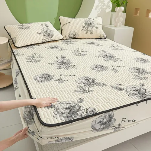 Sábanas bajeras ajustables que absorben la humedad, sábana bajera con estampado de látex fresco grueso de verano, protector de colchón de animé de
