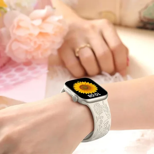 Miniatura 6 de SNBLK Paquete de 6 correas florales grabadas compatibles con Apple Watch de 40mm 41mm 42mm 38mm 44mm 45mm 46mm 49mm, mujeres y hombres, correa