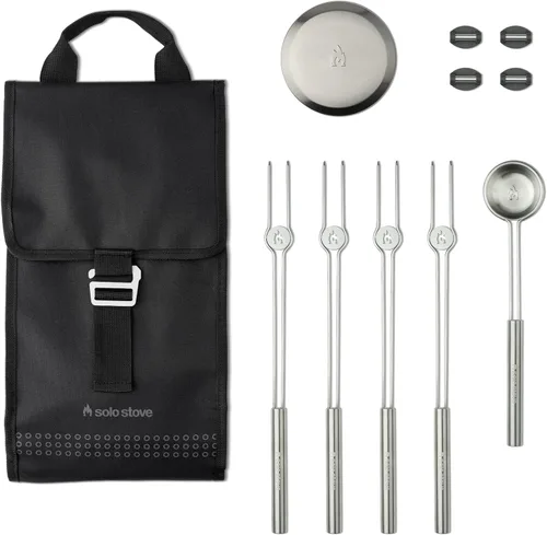 Solo Stove Mesa Paquete de Accesorios | Incluye 4 Mini Palos de Acero Inoxidable + Soportes para Palos, Cuchara para Pellets, Tapa Mesa, Estuche de