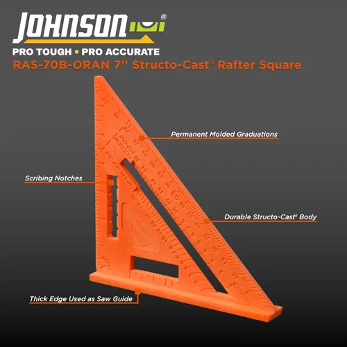 Miniatura 4 de Johnson Level & Tool RAS-70B-ORAN Escuadra de Viga Structo-Cast, 7", Naranja, 1 Escuadra