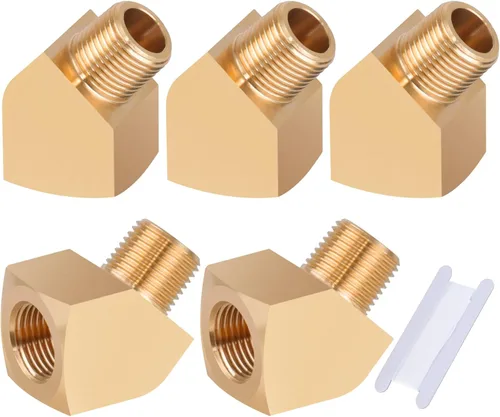 Miniatura 14 de 2 unids 1/8 "accesorios de latón de 90 grados Barstock Street Elbow 1/8 "NPT macho tubo a 1/8 "NPT hembra codo de tubo forjado accesorios de tubería