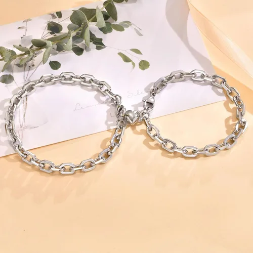 Miniatura 9 de TempBeau Pulsera para Pareja - Pulsera de Identificación Personalizada con Grabado Personalizado, Pulsera de Cuerda Trenzada para Él y Ella
