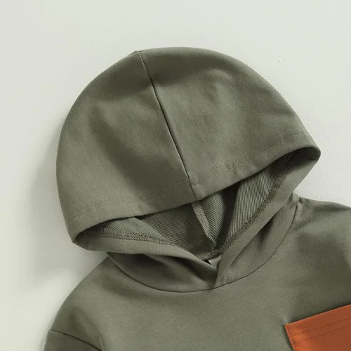 Miniatura 6 de Conjunto de ropa de otoño e invierno para bebé y niño, sudadera larga con capucha y pantalones para niños pequeños, 6, 12, 18, 24 meses, 2T