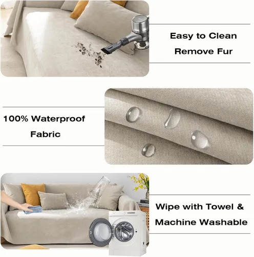 Miniatura 3 de STACYPIK Funda de sofá impermeable para perros y gatos, antideslizante, color caqui, para mascotas, resistente al agua, protector de muebles