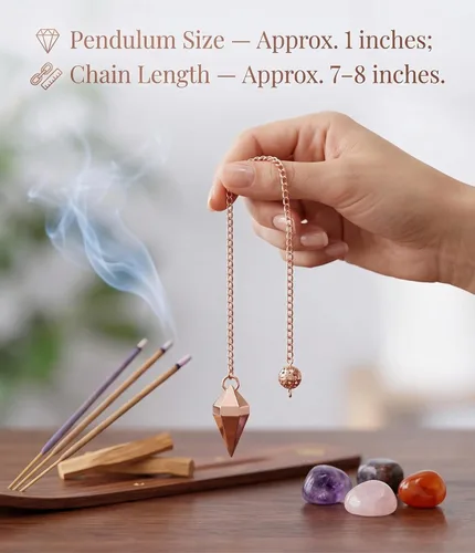 Miniatura 2 de Péndulo de cono de cobre de 12 facetas para curación de Reiki, radiestesia y equilibrio de chakras, herramienta de adivinación y meditación