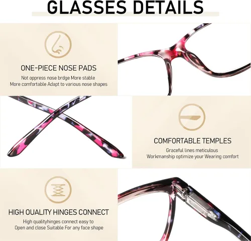 Miniatura 4 de SIGVAN Lentes de lectura para mujer, con bloqueo de luz azul, bisagra de resorte, diseño de moda, lentes con estampado para mujer Multicolor