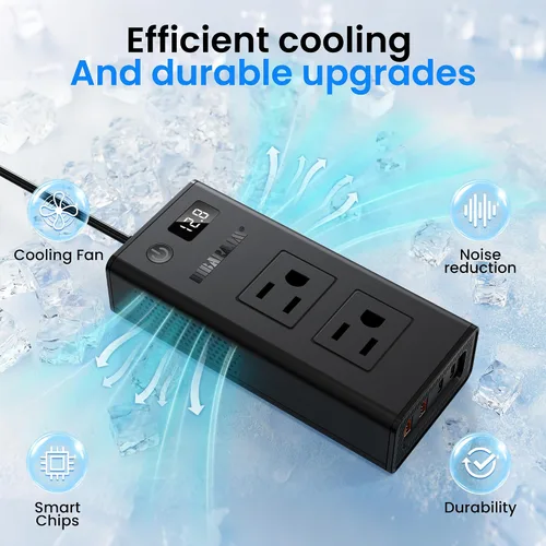 Miniatura 7 de Convertidor de voltaje de automóvil de 300 W, inversor de CC de 12 V a CA, puertos de 110 V, cargador de coche de carga rápida con enchufe