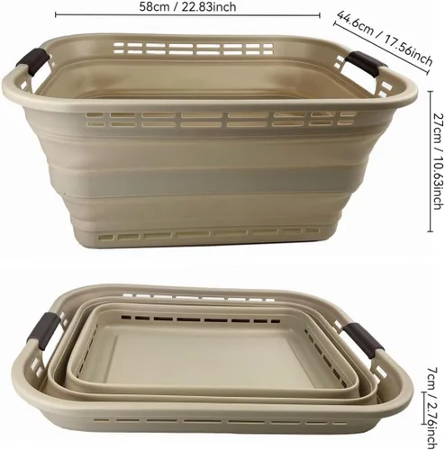 Miniatura 3 de SAMMART - Canasta plegable de plástico para la ropa sucia de 42L (11 galones) – Contenedor/organizador de almacenamiento plegable – Tina portátil