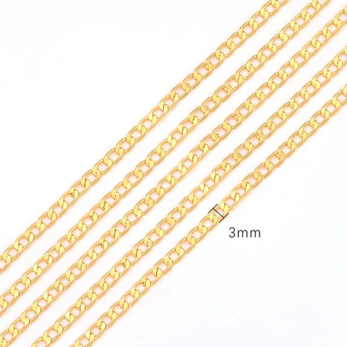 Miniatura 2 de BEADIA - Cadenas planas bañadas en oro de 18 quilates, 3 mm, 2 metros para la fabricación de joyas