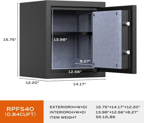 Miniatura 7 de RPNB Caja de seguridad biométrica ignífuga de lujo, huella digital ignífuga, resistente al agua, con pantalla táctil, estante extraíble y mango de 3