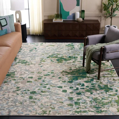 Miniatura 11 de SAFAVIEH colección Monaco MNC225E - Alfombra boho chic con diseño abstracto de acuarela, no suelta pelusa, para sala, habitación, comedor, oficina