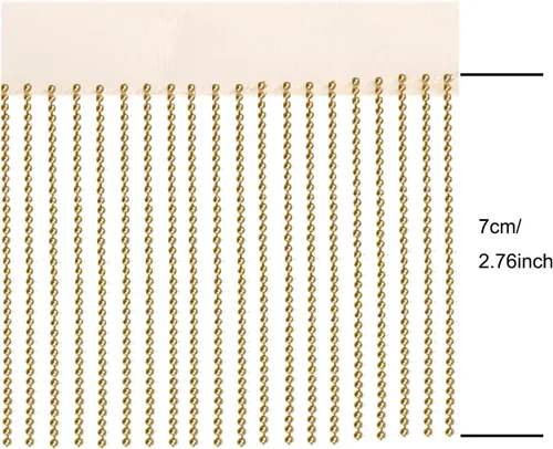 Miniatura 3 de 1 yarda de aleación de oro con flecos de costura con cuentas de encaje, cadena de borla para accesorios de ropa y decoración de manualidades (dorado)