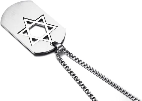 Miniatura 5 de Collar con colgante de estrella de David de acero inoxidable para hombre con símbolo religioso judío hexagonal, Acero inoxidable