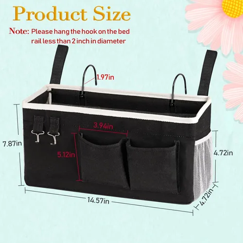 Miniatura 4 de Organizador de Almacenamiento para Mesita de Noche/Bolsa de Almacenamiento Colgante para Mesita de Noche para Cabeceros, Literas, Dormitorios, Negro