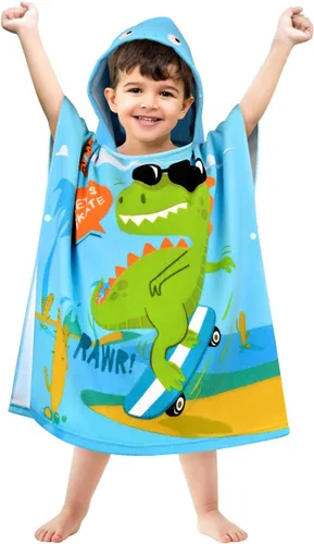 Miniatura 10 de HUANLANG Toalla de playa con capucha para niños y niñas, toalla de playa para baño, piscina, poncho de playa, toalla de algodón súper suave