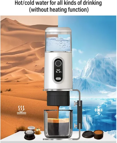 Miniatura 3 de Zunate Cafetera portátil, cafetera de viaje compatible con café molido y cápsulas para viajes, camping, senderismo, pesca, picnic y trabajo (blanco)