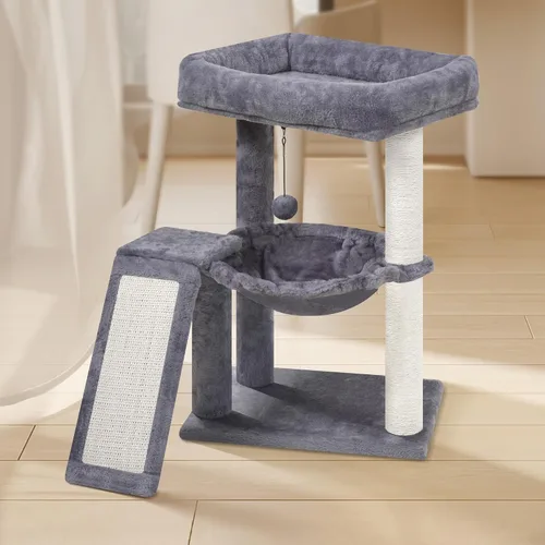 Miniatura 3 de YOUPET Árbol para gatos con poste para rascar para gatos de interior, torre para gatos con tablero para rascar y pelotas de juguete, torre de árbol