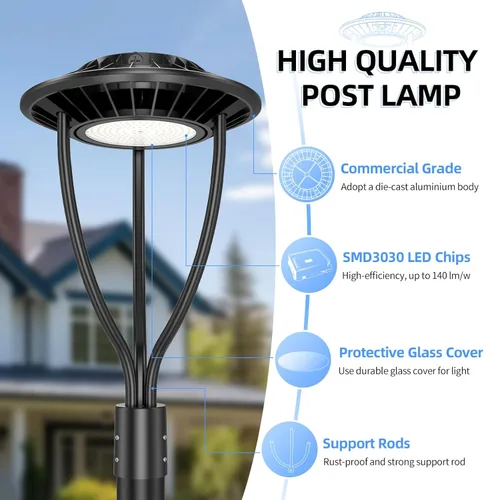 Miniatura 5 de ADUB Luces LED de poste de 60 W, 48 W, 36 W, potencia ajustable, ETL 5000 K, luz superior LED con fotocélula IP65, luces de poste para exteriores